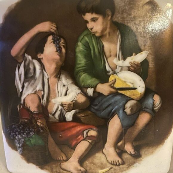 Royal Schwabap Artist Murillo 17th Century Seville Children Scenes Decanter Vase - Picture 6 of 16